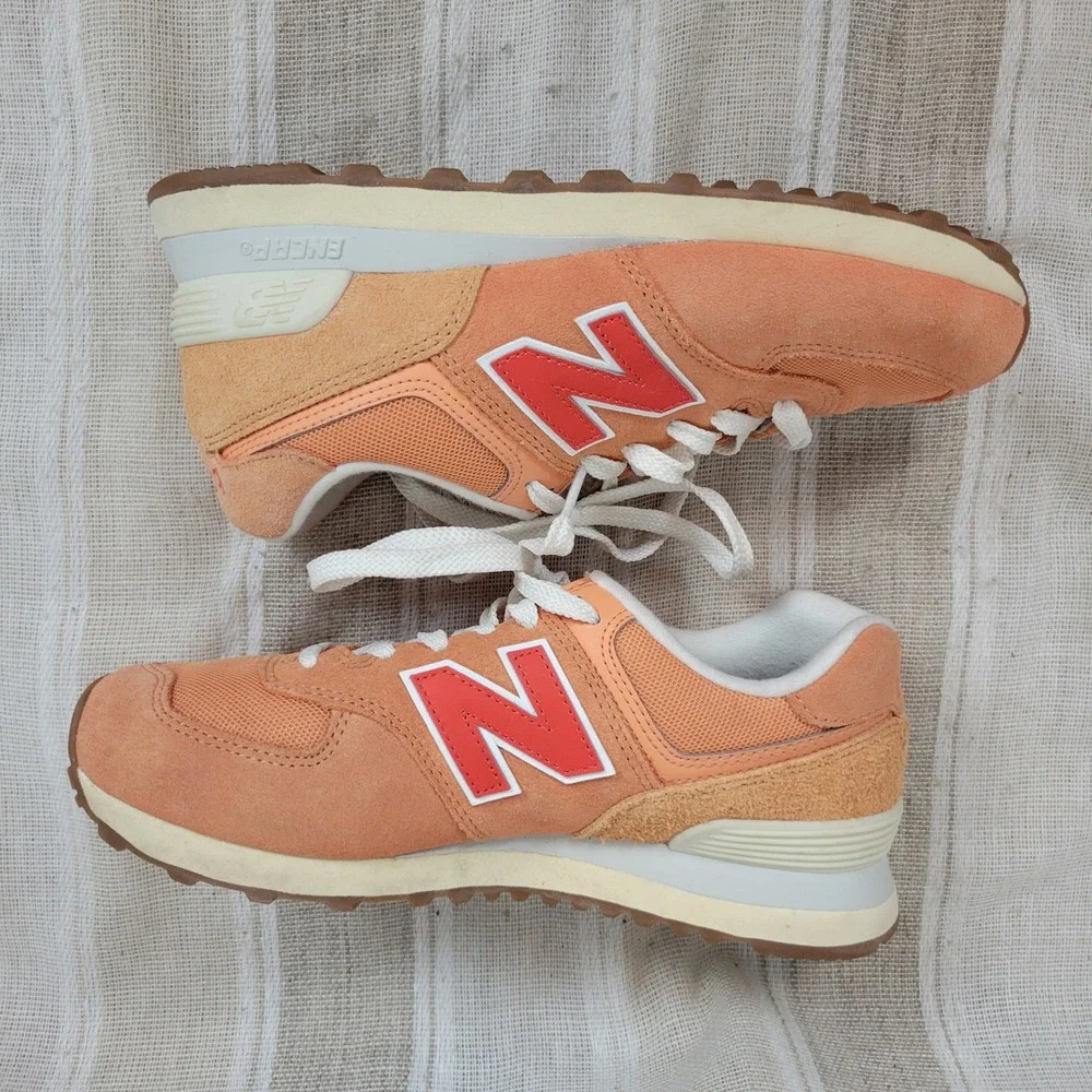 New Balance 574 Copper Neo Flame Sneakers Size 7.5 Orange